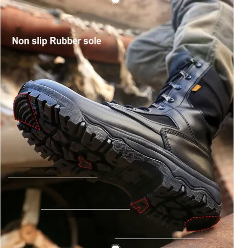 Miniatura 4 de Botas militares para hombre, botas tácticas, ligeras y duraderas, botas de trabajo al aire libre, combate, selva, antideslizantes, botas