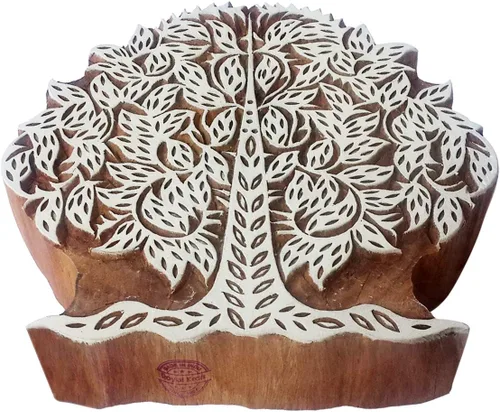 Miniatura 16 de Sello de madera de arcilla Patrón de árbol grande Bloque de impresión grande