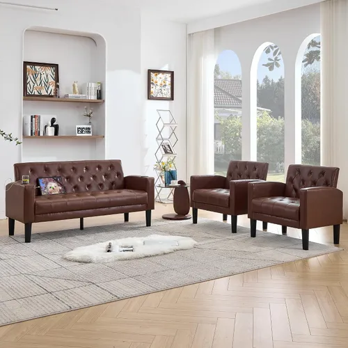 Miniatura 12 de TYBOATLE Sofá loveseat de 62" de ancho con 2 puertos de cargador USB y 2 portavasos, sofá de amor pequeño tapizado de cuero negro estilo moderno