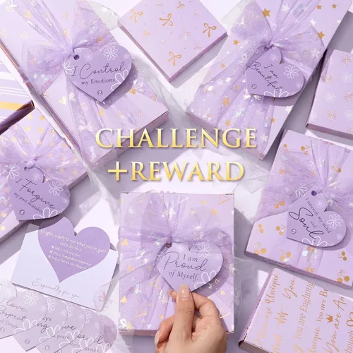 Miniatura 4 de Juego de 10 cestas de regalo de graduación envueltas para adolescentes, caja de regalo de maquillaje con tarjetas de afirmación positiva y desafíos
