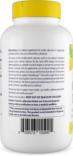 Miniatura 3 de Healthy Origins Aceite de pescado Omega 3 de triple fuerza de 1250 mg, 180 cápsulas blandas – Abadejo de Alaska silvestre de origen – Ácidos grasos