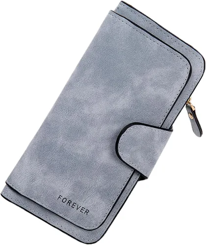 Miniatura 7 de Cartera pequeña de cuero para mujer con bloqueo RFID y ventana para identificación, Gris oscuro, Classic
