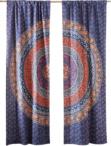 Miniatura 25 de Popular Handicrafts - Paneles de cortina estilo Indio Hippie Bohemio Hermosa Mandala Multicolor Azul Pavo Real