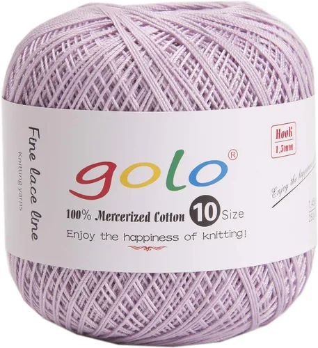 Miniatura 15 de Golo - Bolas de hilo para crochet de algodón tamaño 10, color algodón para crochet D-Fresa D078-fresa