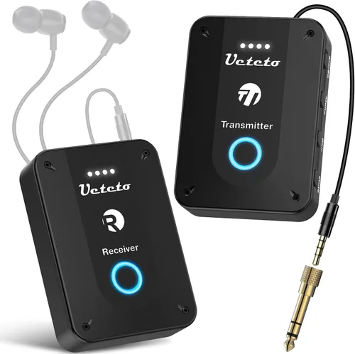 Miniatura 2 de Ueteto Sistema de monitor inalámbrico en el oído, sistema estéreo IEM de 2.4 G con transmisor y receptor de cinturón de emparejamiento automático