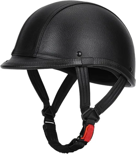 Miniatura 4 de Casco de motocicleta de cuero hecho a mano, casco retro de media cara para adultos, hombres y mujeres, casco ligero abierto 1/2 vintage