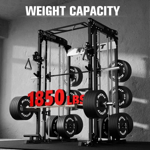 Miniatura 5 de RitFit Máquina M1 Pro Smith con sistema de cruce de cables, jaula multifunción para sentadillas para gimnasio en casa, rack de energía y paquetes