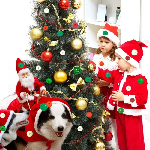 Miniatura 5 de Aproximadamente 600-700 piezas de botones navideños para manualidades con 2 y 4 agujeros, botones redondos para manualidades para decoraciones