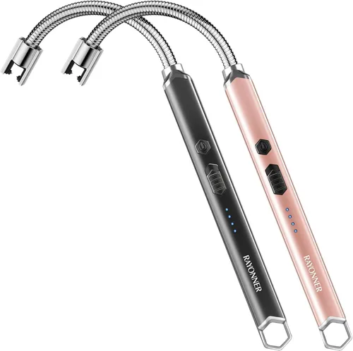 Miniatura 9 de Rayonner Encendedor de velas eléctrico recargable por USB, resistente al viento, encendedor de arco de plasma con cuello flexible para frascos Negro