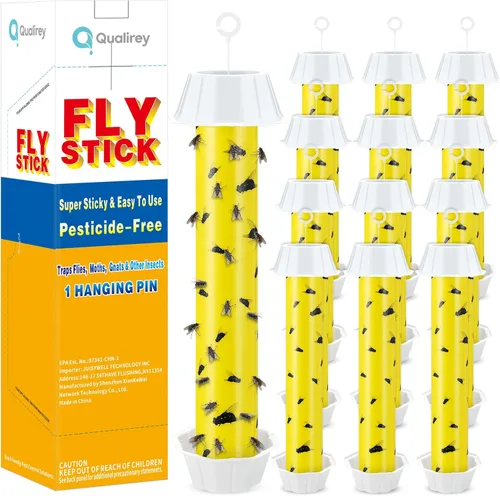 Miniatura 13 de Qualirey 8 trampas para moscas para interiores y exteriores, trampa adhesiva para moscas de frutas, para insectos domésticos, 10 x 2.5 pulgadas