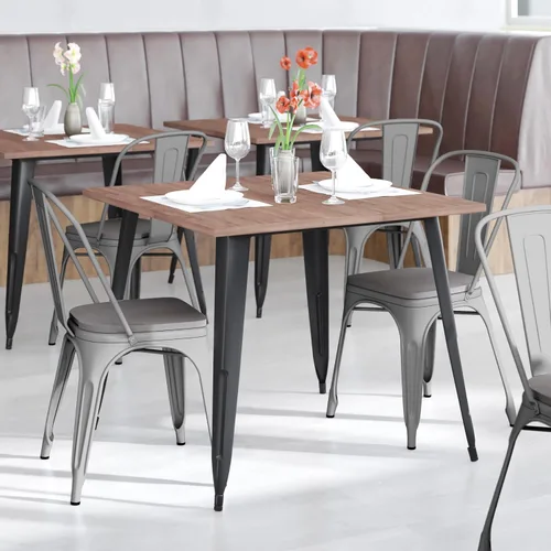 Miniatura 14 de BizChair Silla apilable comercial para interiores y exteriores con asiento de poliestireno, marco de metal dorado envejecido, asiento de poliresina