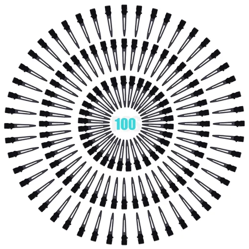 Miniatura 2 de 100 pinzas negras de una sola punta, pinzas de pelo de cocodrilo de metal, pinzas de peinado para mujeres y hombres, extensiones de cabello de salón