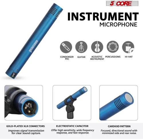 Miniatura 4 de 5 CORE Juego de micrófonos de batería de 9 piezas con 5 micrófonos de percusión dinámicos Kick Bass, Tom/Snare y 4 condensadores Hi Hat & Platillos