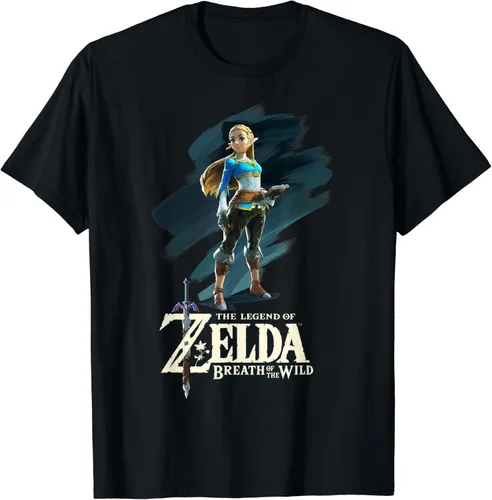 Camiseta gráfica Legend of Zelda Breath of the Wild Princess, Negro, S