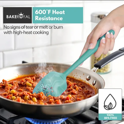 Miniatura 3 de BakeRoyal Juego de espátulas de silicona – 4 espátulas de goma de silicona resistente al calor 600°F para tareas diarias – Espátulas de cocina