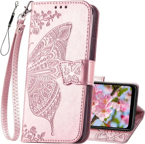 Miniatura 9 de Funda protectora para Motorola Moto G Pure para teléfono, funda protectora de piel sintética en relieve de mariposa para mujer, con ranuras