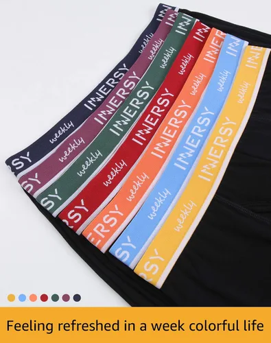 Miniatura 3 de INNERSY - Calzoncillos tipo Bóxer de algodón elástico para hombre, 7 unidades, para toda la semana