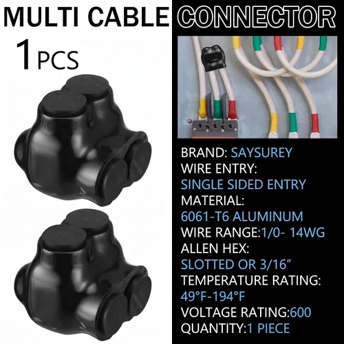 Miniatura 4 de 1 unidad de conectores de cable múltiple aislados, 2 puertos, empalme de entrada única, conector de alimentación eléctrica, terminales
