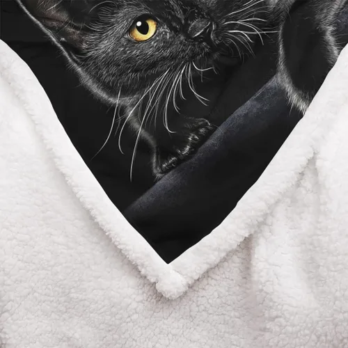Miniatura 5 de YISUEMEI - Manta Sherpa de gato negro, suave y afelpada, linda manta de forro polar para adultos y amantes de los gatos, 60 x 80 pulgadas
