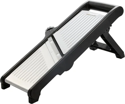 Miniatura 21 de Restaurantware Rebanadora de mandolina ajustable de acero inoxidable, cortador de verduras estándar alemán con protector de cuchilla, incluye