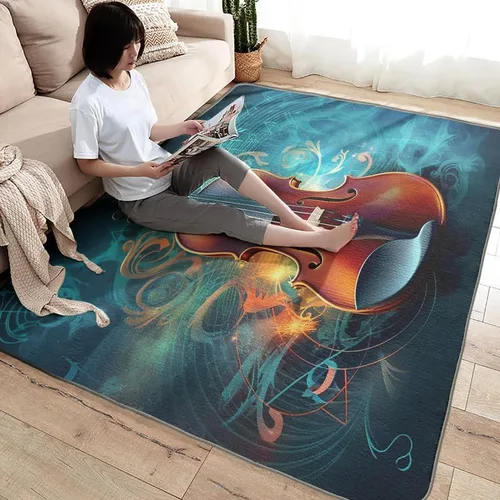 Miniatura 4 de Alfombras lavables para entrada, sala de estar, dormitorio, alfombra de guitarra y decoración del hogar, alfombra de área musical de 2 x 3 pulgadas