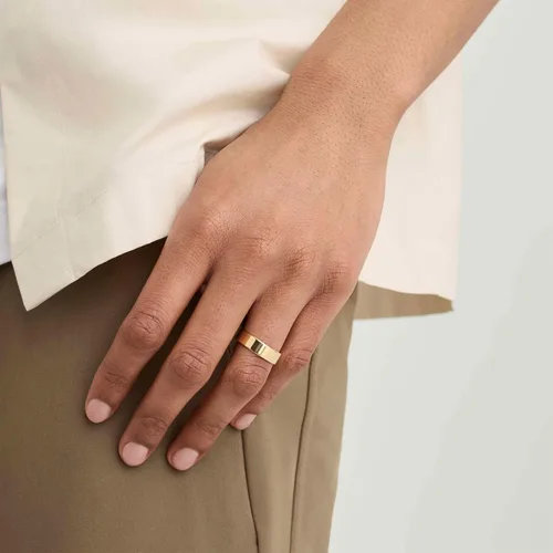 Miniatura 3 de NOKMIT Anillos rellenos de oro de 14 quilates de 0.197 in para mujeres y niñas, delicado y grueso, anillo de compromiso para el pulgar, regalo