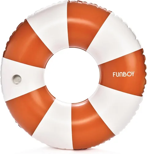 Miniatura 8 de FUNBOY Giant Vintage Stripe Inflatable Tube Pool Float with Cup Holder 48" Large Pool Float for Adults Inner Tube Swimming Pool Toys Swim Rings Pool