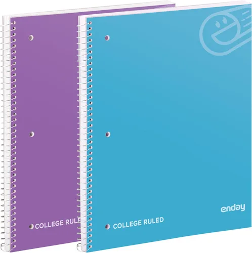 Enday Cuaderno de rayas universitarias, cuaderno de 1 materia con rayas universitarias, cuadernos encuadernados en espiral de tapa dura para la