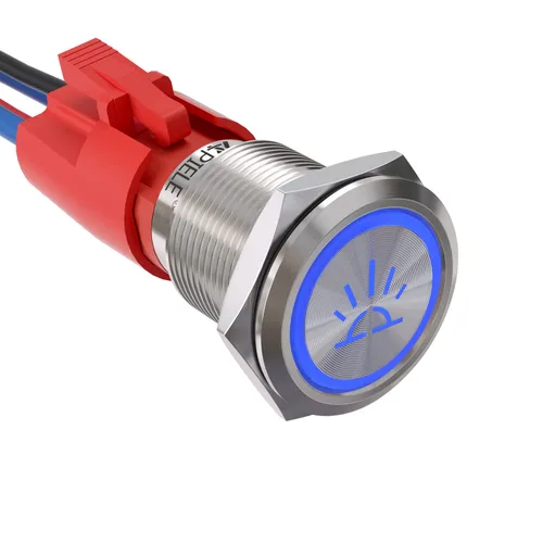 APIELE Interruptor de luces interiores, interruptor de palanca basculante SPST de acero inoxidable 10A 12V 24VDC precableado 19MM 0.74" Tamaño de
