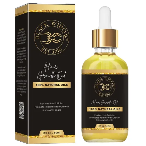 Black Widow Aceite para el cuero cabelludo y el cabello de menta de romero, 2 onzas, con ricino, jojoba, menta y vitamina E, para cuero cabelludo