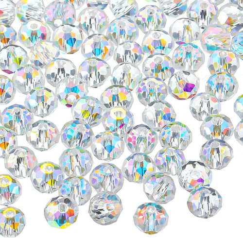 800 cuentas de cristal Rondelle de 0.236 pulgadas (0.236 in), cuentas de cristal facetadas para bricolaje para hacer joyas, atrapasoles, pulseras,