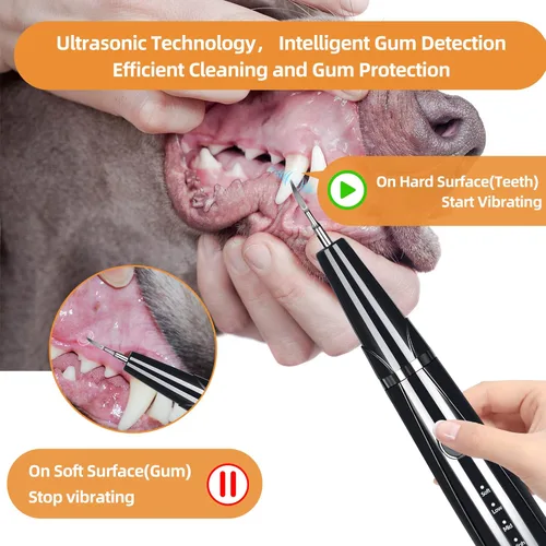 Miniatura 2 de Removedor de placa de perro para dientes, kit de limpiador ultrasónico de dientes de mascotas con luz LED, herramientas dentales eléctricas seguras