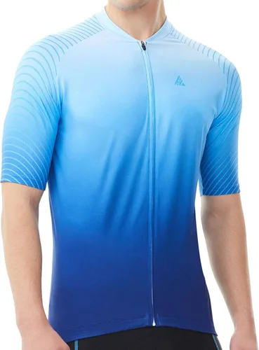 Hikenture Maillot de ciclismo para hombre, manga corta, con cremallera completa, 3 bolsillos, camiseta transpirable para bicicleta