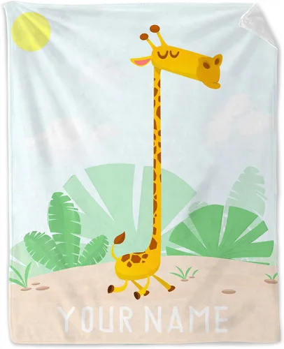 Miniatura 13 de Manta de jirafa para regalar – Manta estética de jirafa de 40 x 50 pulgadas, mantas de felpa suave y mullida naranja para sofá Jirafa2-1