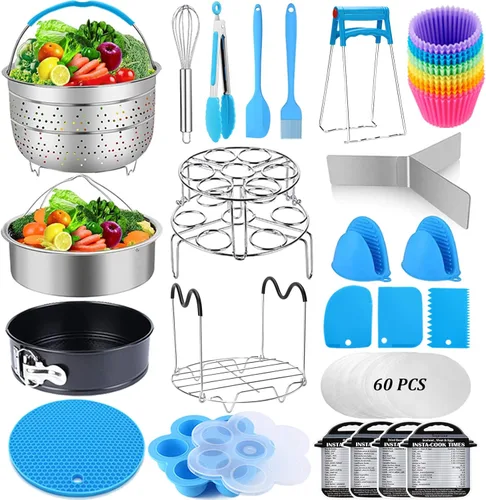 Miniatura 8 de Sugaroom Juego de 101 accesorios para olla a presión compatible con accesorios para olla instantánea de 6 cuartos de galón y 8 cuartos - 2 cestas