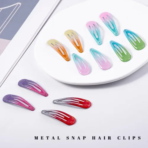 Miniatura 3 de 20 pinzas metálicas para cabello con cierre a presión en forma de gota de agua, pasadores antideslizantes para mujeres, pinzas pequeñas brillantes