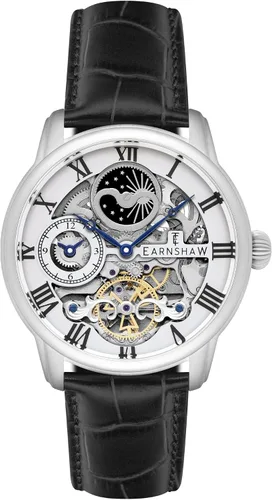 Miniatura 8 de Thomas Earnshaw Reloj automático de esqueleto de doble tiempo para hombre de 1.732 in con pulsera de acero inoxidable sólido ES-8006