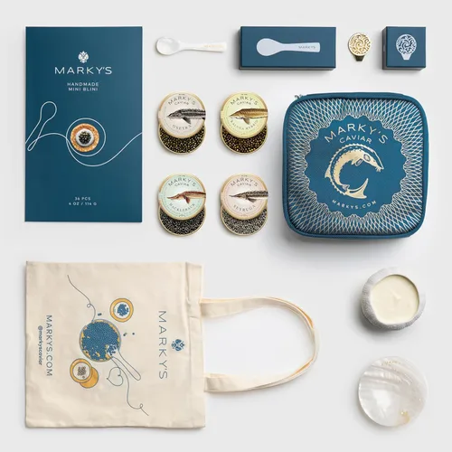 MARKY'S Juego de regalo de caviar caspio – 1 oz / 28 g (paquete de 3) x Beluga Hybrid Caviar, Privat Stock Almas Osetra, Osetra Royal Amber Caviar –