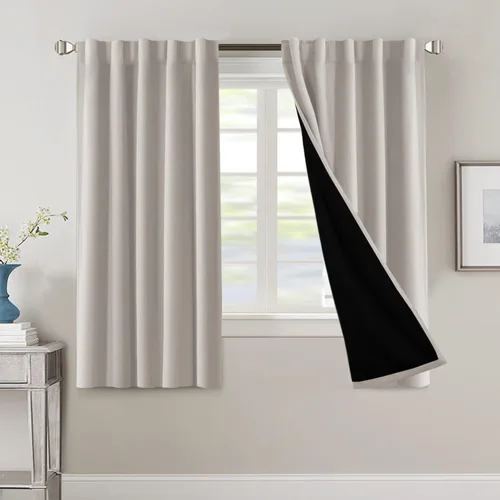 Miniatura 10 de H.VERSAILTEX Cortinas 100% opacas para dormitorio con forro negro, cortinas de oscurecimiento de habitación completa, con aislamiento térmico