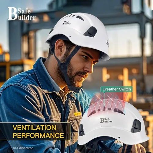 Miniatura 4 de SAFEBUILDER Casco de seguridad industrial con visera Casco duro ABS con visera Ventilación ajustable Casco de construcción Protección para la cabeza