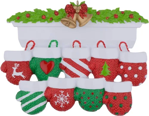 Miniatura 8 de MAXORA Adorno personalizado para árbol de Navidad de familia de 10 manoplas 2023, tradición familiar, recuerdo de Navidad, colección de regalo