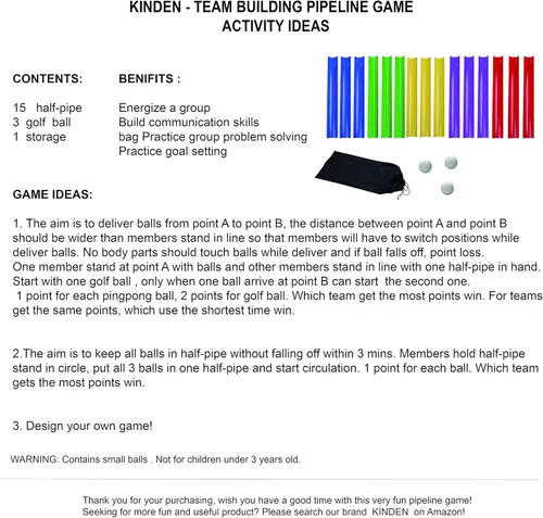 Miniatura 2 de KINDEN Team Building Exercise Activities Pipeline Kit Group Games, Half Pipes Indoor Outdoor Ice Breaker Group Learning Team Work Youth Sports for