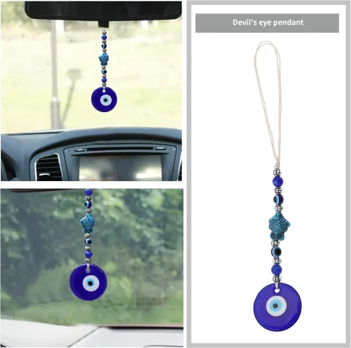Miniatura 2 de 3 piezas de adorno colgante de ojo malvado azul hecho a mano con dije de la suerte colgante de pared accesorios para decoración interior de coche