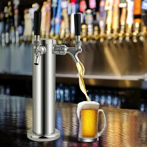 Miniatura 8 de MRbrew Kegerator - Dispensador de torre de grifo de cerveza con doble grifo, torre de cerveza, dispensador de cerveza de barril de acero inoxidable