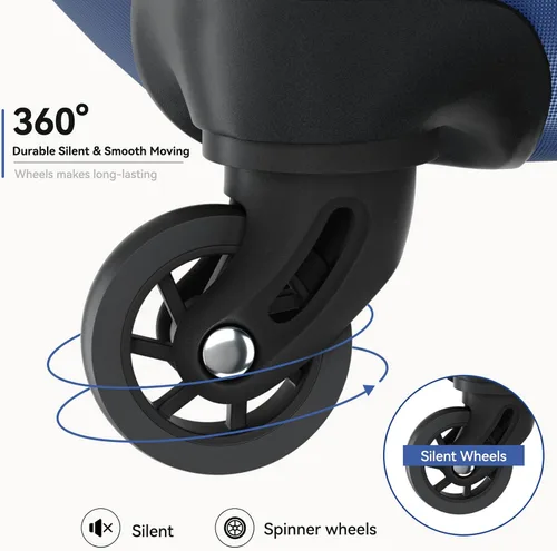 Miniatura 4 de Strenforce El equipaje ligero del ABS establece el conjunto de la maleta de la TSA del lado duro con las ruedas giratorias, azul (E-Dark Blue)