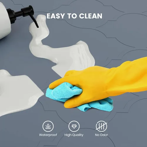 Miniatura 5 de Tapete para debajo del fregadero, bandeja de silicona para gabinete de cocina de 34 x 22 pulgadas, impermeable y flexible para debajo del fregadero