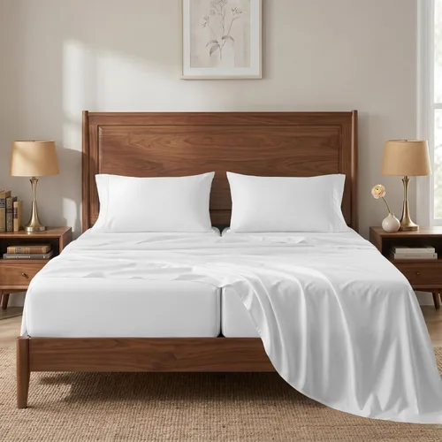 LANE LINEN - Sábanas tamaño Split King para cama ajustable, 450 hilos, 100% algodón, 2 sábanas bajeras individuales XL, con bolsillo profundo,