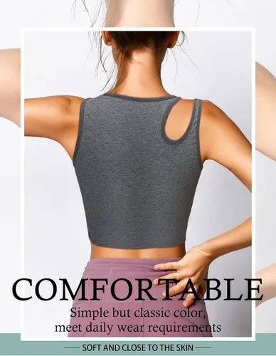 Miniatura 5 de Geyoga 8 piezas de camiseta básica sin mangas para mujer, sin mangas, espalda cruzada, para yoga, correr
