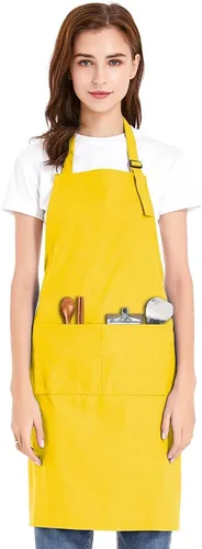 Miniatura 8 de TopTie Delantal con pechera unisex, delantal de cocina ajustable de lona de algodón con bolsillos