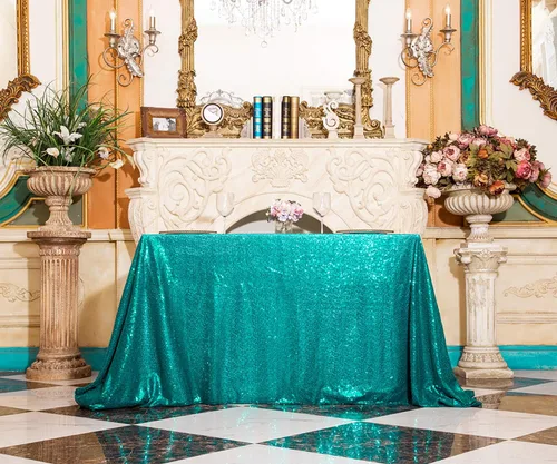 Miniatura 61 de PartyDelight Mantel de lentejuelas redondo de 50 pulgadas, color dorado claro, adorno de mesa para decoración de bodas, fiestas, cumpleaños